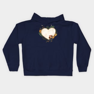 Fall Heart Shaped Trunk with Shrooms Kids Hoodie